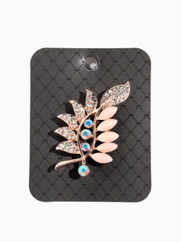 Брошь  Соло веточка, цветная в золоте