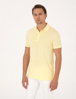 A__k Sar_ Slim Fit %100 Pamuk K_vr_lmaz Polo Yaka Basic Ti__rt
