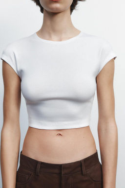 COTTON MODAL CROPPED T-SHIRT - Zara фото 4