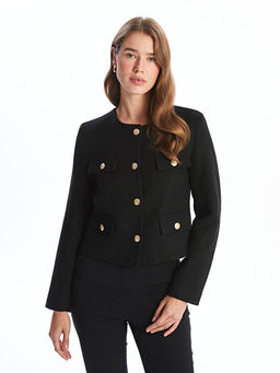 Bisiklet Yaka Dokulu Kad?n T?vit Ceket