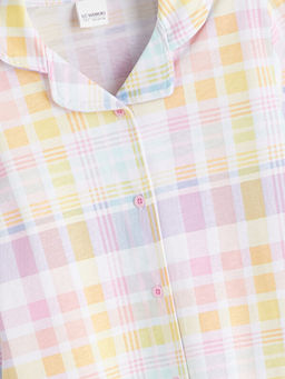 G?mlek Yaka Ekose K?z ?ocuk Pijama ?st