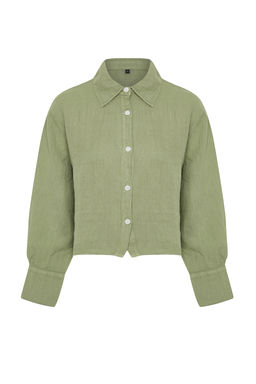 Mint %100 Keten Oversize Gomlek TWOSS24GO00121