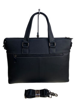 Сумка-портфель мужская из натуральной кожи, цвет чёрный - Greta фото 2