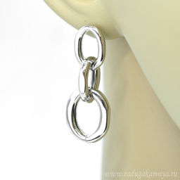 Серьги Цепи 17*45мм серебристые, 6г - Радуга камня фото 2