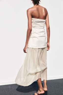 CONTRAST STRAPLESS MIDI DRESS - Zara фото 5