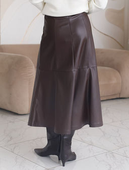 Расклешенная юбка из искусственной кожи - Vilatte фото 3