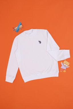 Белый базовый свитшот для мальчика Неожиданная скидка в корзине