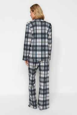 Cok Renkli %100 Pamuk Ekoseli Gomlek-Pantolon Orme Pijama Tak?m? THMAW24PT00251 - Trendyolmilla фото 5