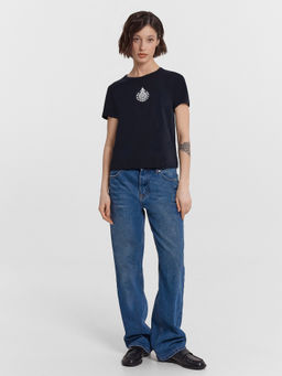 Футболка женская черная с принтом