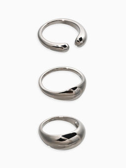 Набор колец 3 шт "Новый стиль" минимализ линий, размер МИКС, цвет серебро