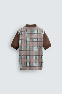 CHECK PRINT KNIT POLO SHIRT - Zara фото 8