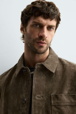 SPLIT SUEDE LEATHER OVERSHIRT - Zara фото 6