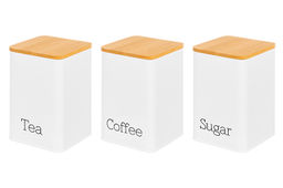 Набор 3 банок для сыпучих продуктов 1,1 л 9,5*9,5*14,5 см Tea, coffee, sugar белый с бамбук.крышк - Elan gallery фото 9