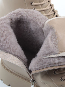 04-PAS144-2Z BEIGE Ботинки зимние женские (натуральная кожа, 100% шерсть)