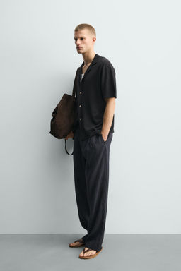 CAMISA PUNTO LINO - ALGOD?N / Negro - Zara фото 4
