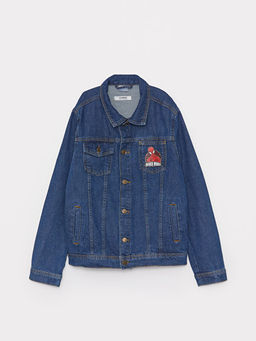 G?mlek Yaka Spiderman Bask?l? Erkek ?ocuk Jean Ceket
