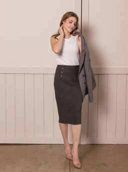 юбка прямого силуэта, зауженная к низу, на подкладке, (в составе шерсть) - Трика фото 5