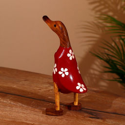 Сувенир «Утка в цветочек», 25 см, дерево