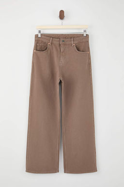 Koyu Kahverengi Yuksek Bel Bilek Boy Culotte %100 Pamuklu Jeans TWOAW26JE00190 - Trendyolmilla фото 25