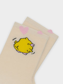 Цена за 5 пар! Носки детские бежевые с рисунком в виде цыпленка - Mark formelle фото 4