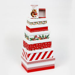 Набор новогодних подарочных коробок 15 в 1 Уютный Новый год, 12?7?4 см - 46.5?30?17.5 см