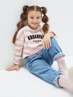 Beli Lastikli Basic Pamuklu K?z ?ocuk Jean Pantolon