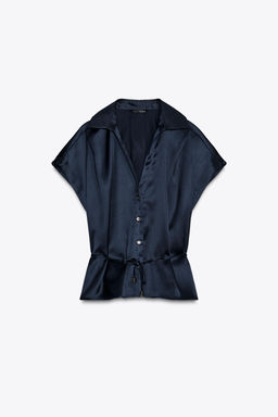 SATIN SHIRT WITH BELT - Zara фото 7