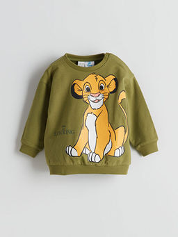 Bisiklet Yaka Aslan Kral Bask?l? Erkek Bebek Sweatshirt ve E?ofman Alt 2li