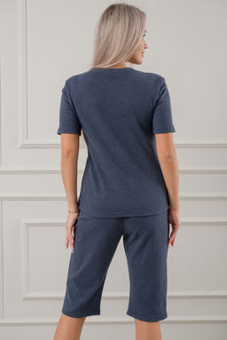 Пижама женская из бридж и футболки из интерлока Королева индиго меланж