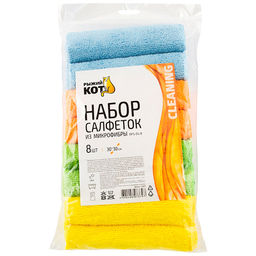 Набор салфеток из микрофибры 8шт MFS-05/8, размер 30х30см арт. 310271