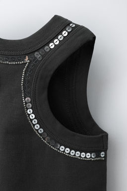 TOP LENTEJUELAS / Gris antracita - Zara фото 4
