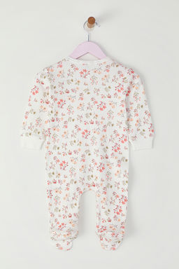 Ekru K?z Bebek %100 Pamuk Bask?l? Uzun Kol Orme Tulum TKDSS25TU00002 - Trendyolmilla фото 4