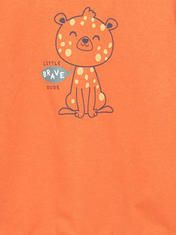 Bisiklet Yaka Bask?l? Erkek Bebek Sweatshirt