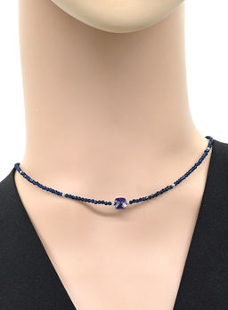 Чокер на шею женский из циркона рондель граненый 3*2мм цвет синий хамелеон, 40см