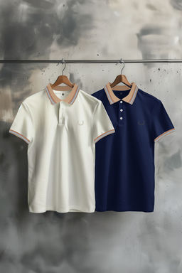 TRENDYOL MAN Lacivert-Beyaz 2li Paket Slim/Dar Kesim Geyik Nak?sl? %100 Pamuklu Polo Yaka T-Shirt TMNSS24PO00031