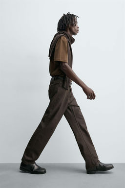 WAXED-FINISH STRAIGHT-LEG JEANS - Zara фото 4