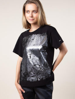 VILATTE / Футболка из премиального хлопка с принтом фольгой