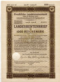 Облигация 4,5% 1000 рейхсмарок 1937 года Германия