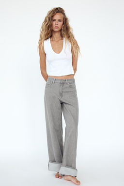 TRF WIDE-LEG HIGH-WAIST JEANS WITH TAB DETAIL