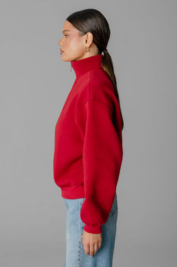 Арт. 1902 Свитшот женский с начесом полузамок 42-50 (5 шт) Цвет:красный