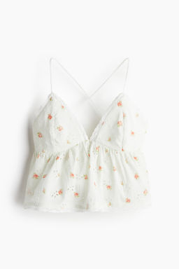 Top de tirantes espagueti con bordado ingl?s