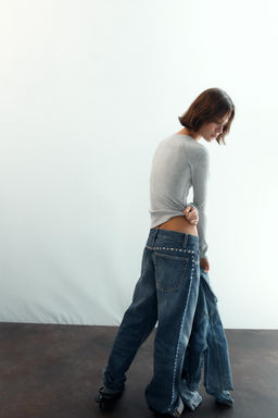 RIBBED BOAT NECK T-SHIRT - Zara фото 5