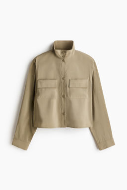 Camisa en mezcla de viscosa con cuello elevado