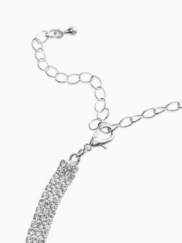 Набор 2 пред-а: серьги, колье со стразами "Лёд" сталактит, d=13,5см, цвет белый в серебре