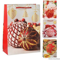 Цена за 12 шт. Пакет подарочный 18х24х8.5 / 100-1S /уп 12/720/Новый год