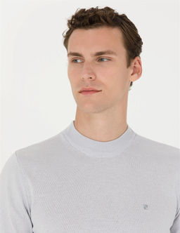 Krem Melanj Slim Fit Yar_m Bal_k__ Yaka Basic Triko Kazak - Pierre cardin фото 2