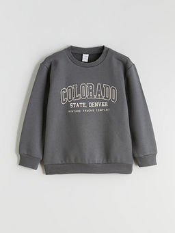 Bask?l? Erkek ?ocuk Kal?n Sweatshirt 2li