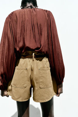 HIGH-WAIST Z1975 PAPERBAG DENIM BERMUDA SHORTS - Zara фото 15