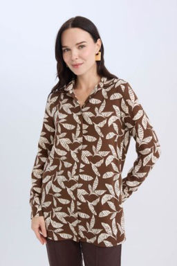 Loose Fit Desenli Uzun Kollu Gomlek Tunik
