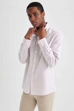 Рубашка приталенного кроя с длинным рукавом из льна